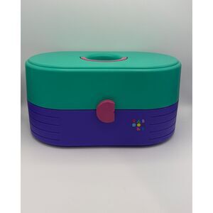 Vintage 90s Caboodles Original Storage Case Mirror 3-Tier Purple Teal Pink #2
